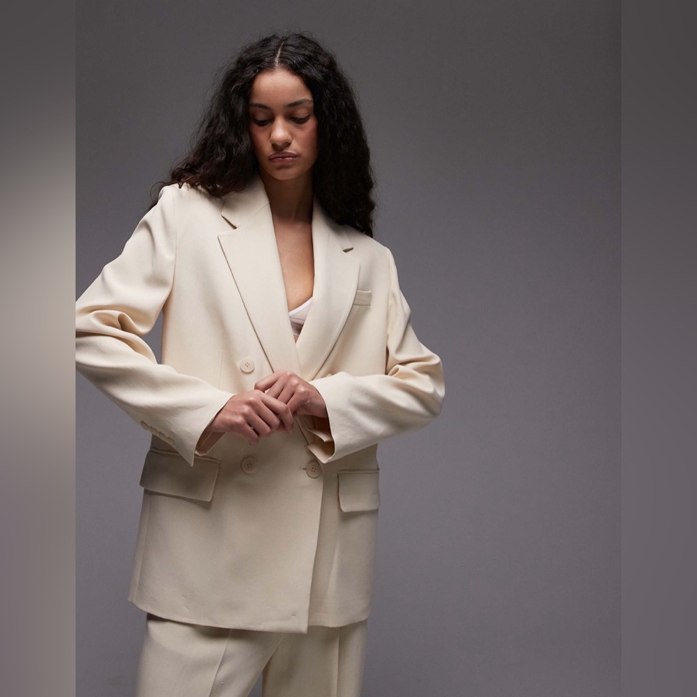 Mango oversized blazer co-ord in pale yellow